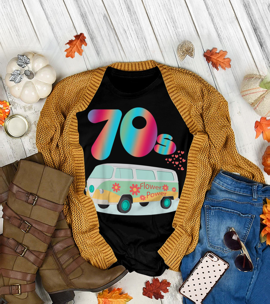 70s Flower Power Hippie Bus Party Costume T-Shirt
