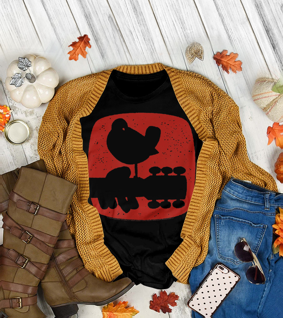 Woodstock Red Bird on Guitar T-Shirt