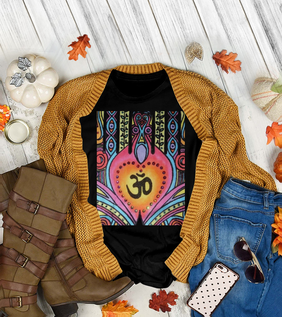 Be Kind Hippy Om Symbol Colorful Mandala T-Shirt