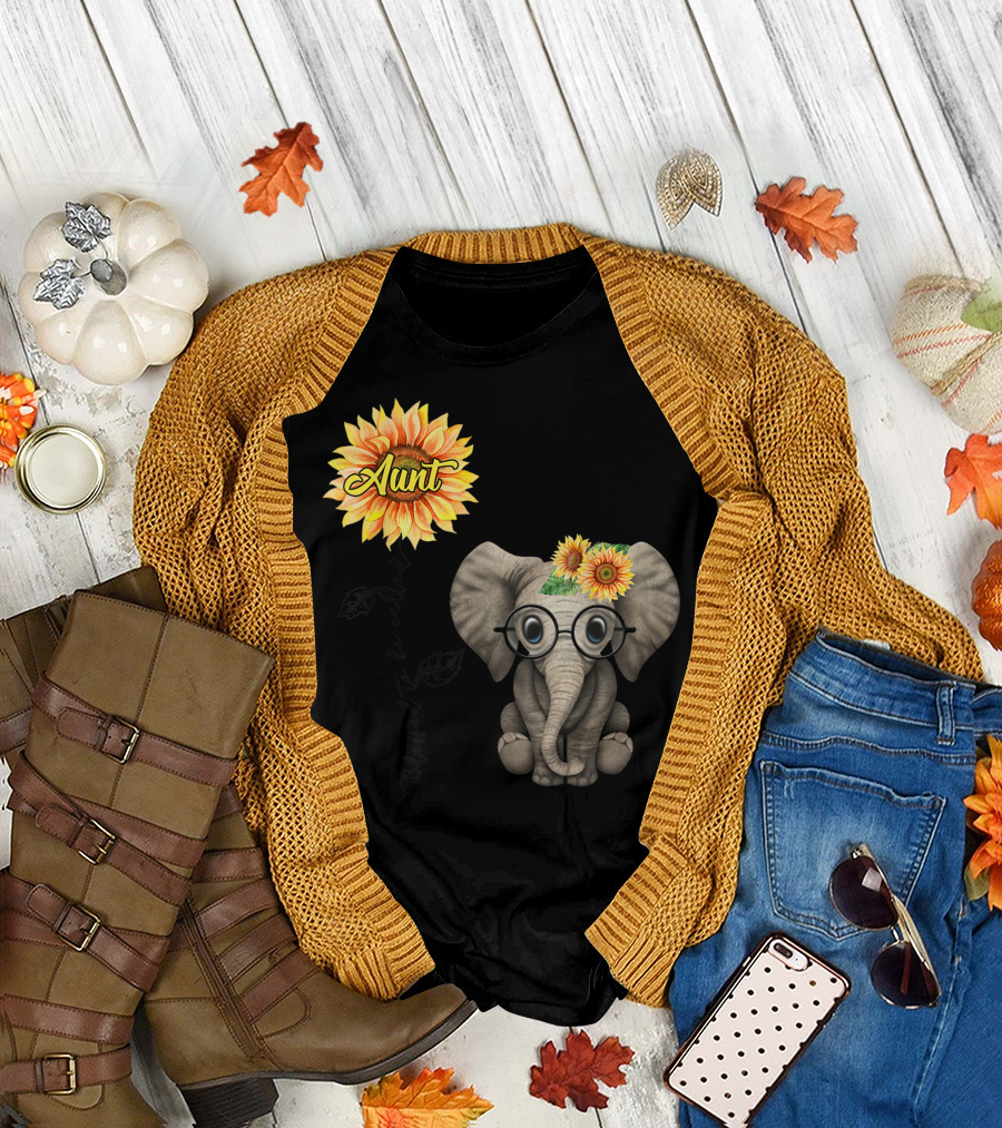 Blessed To Be Called Aunt Sunflower Elephant Aunt T-Shirt