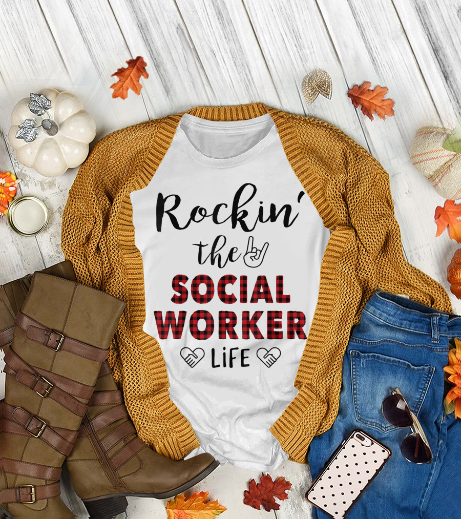 Rockin The Buffalo Plaid Social Worker Life T-Shirt