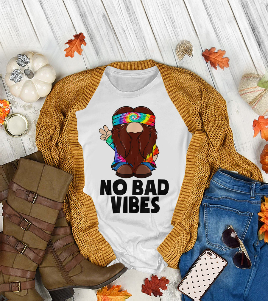 Peace Love Tie-Dye Gnome No Bad Vibes T-Shirt