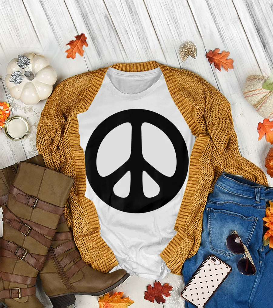 Peace Sign Classic Hippie Boho Black T-Shirt