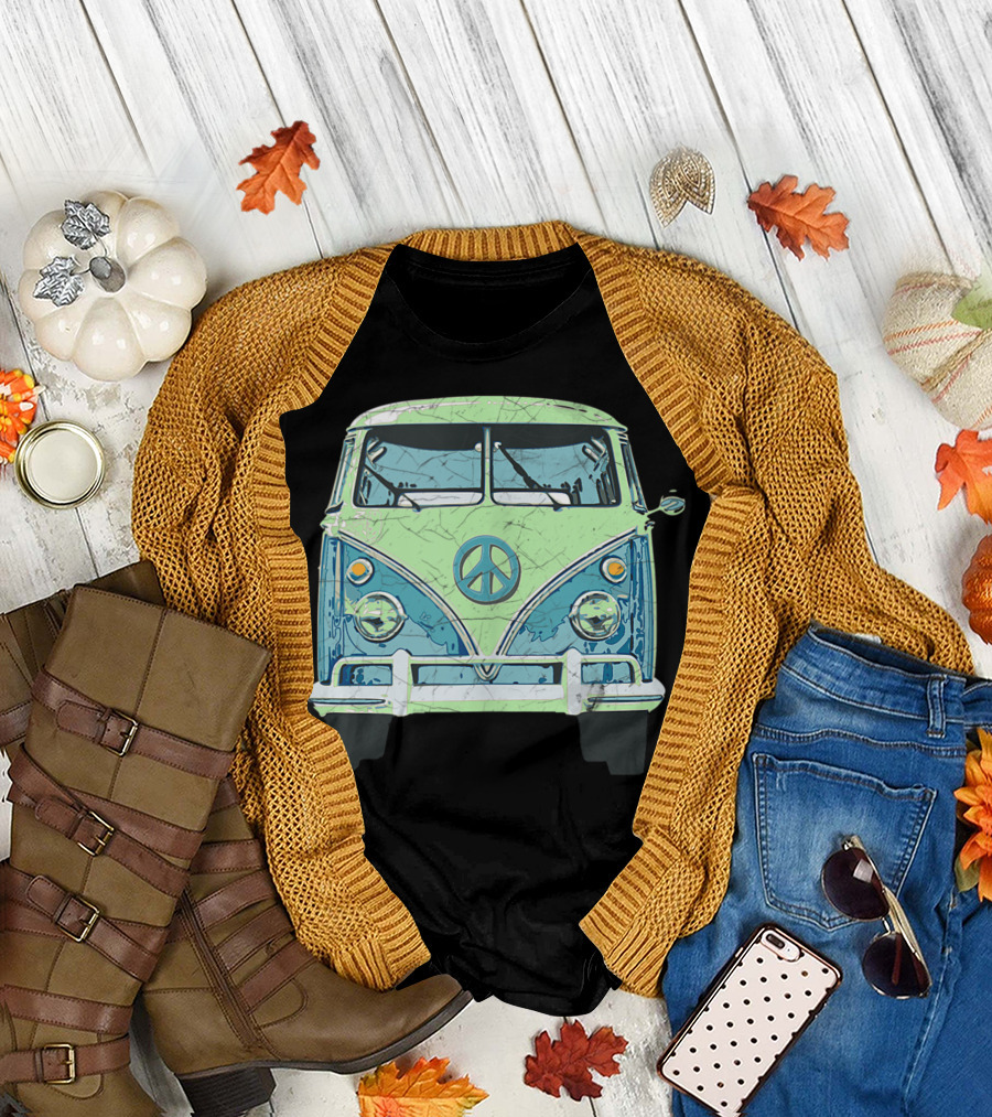 Vintage Peace Sign Hippie Van Bus T-Shirt