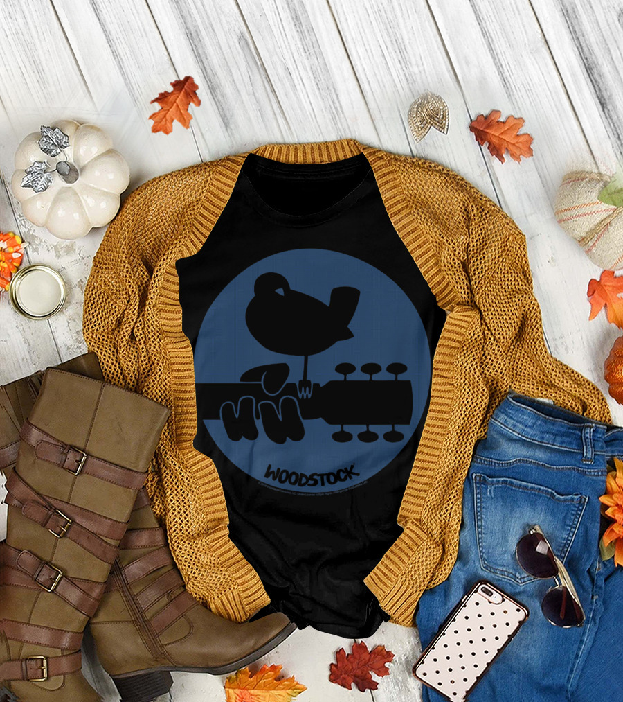 Woodstock Dove on Guitar Neck Circle T-Shirt