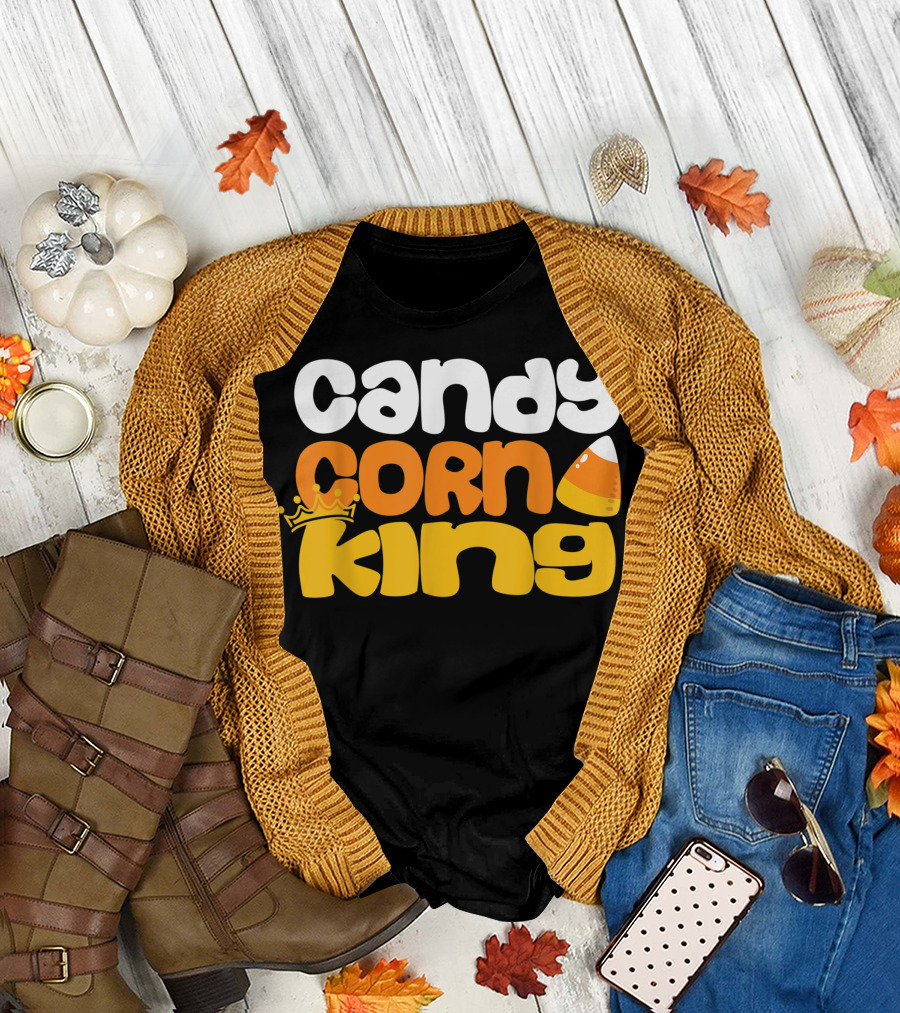 Candy Corn King Halloween Candy Crown T-Shirt