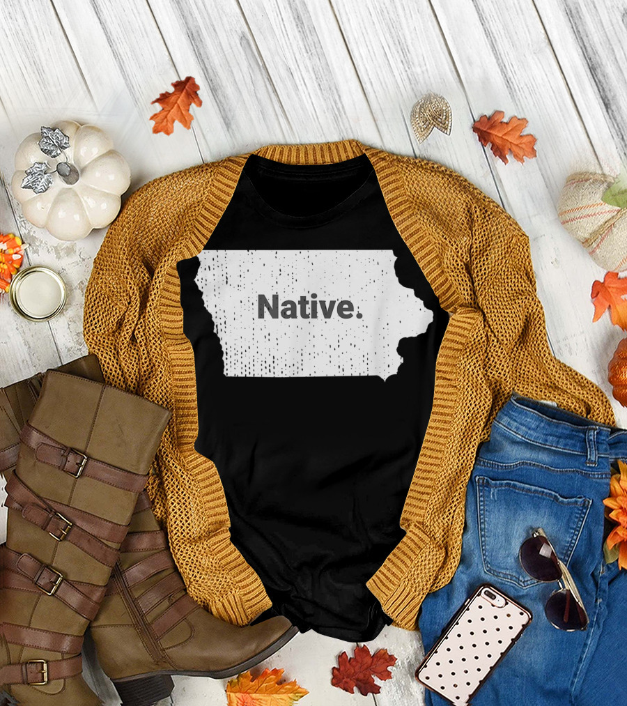 Native Distressed Iowa Map T-Shirt