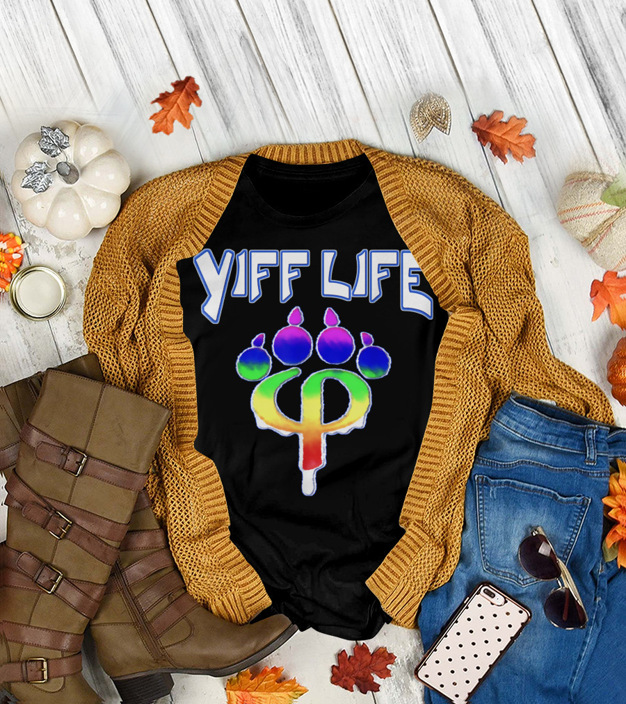 Yiff Life Rainbow Paw Symbol Gay Furry Fandom Furries Phipaw T-Shirt