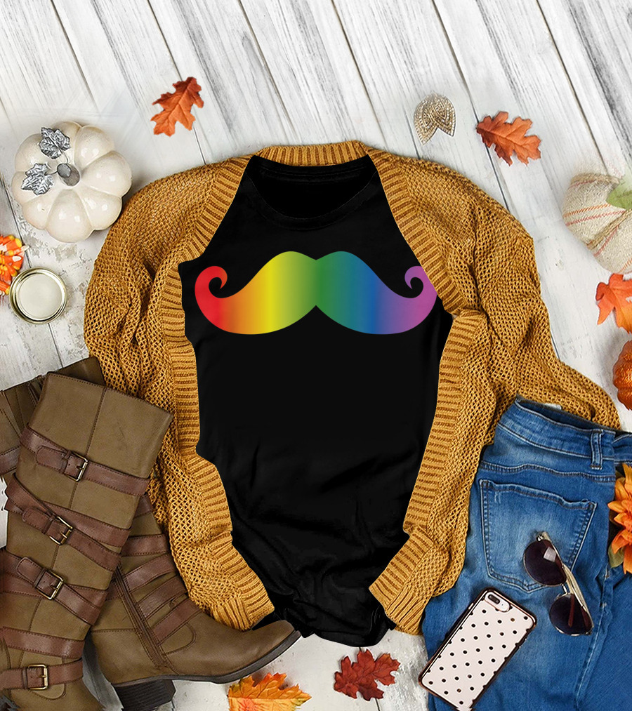 Rainbow Mustache Best Disguise Gag Mustache Party Fun T-Shirt