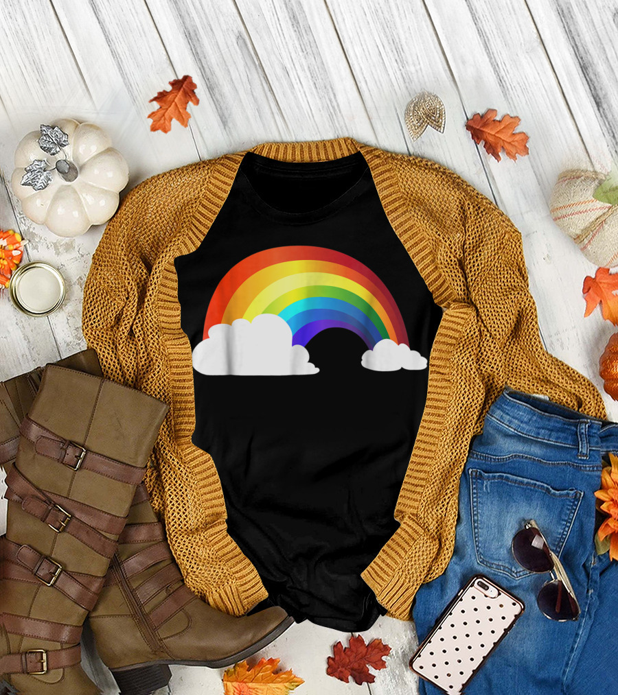 Rainbow Shiny Rainbow in the Clouds T-Shirt