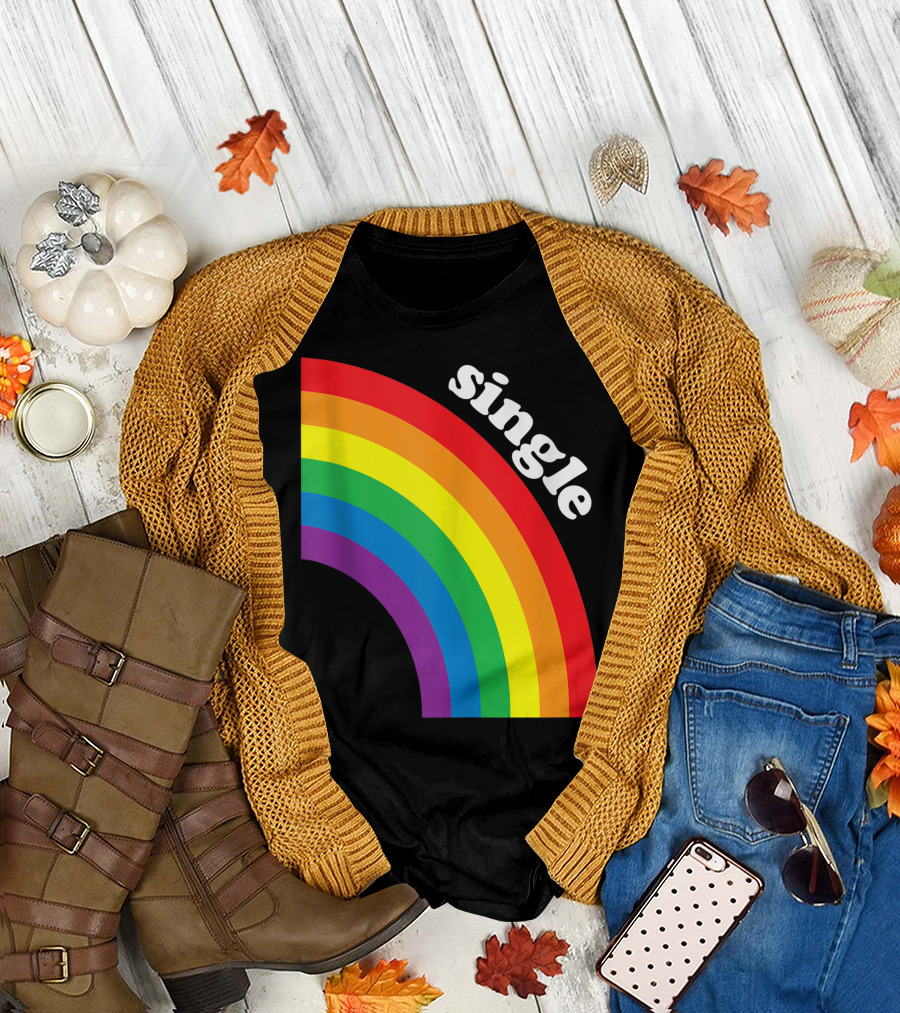Single Rainbow Gay Pride For Guys Lesbians T-Shirt