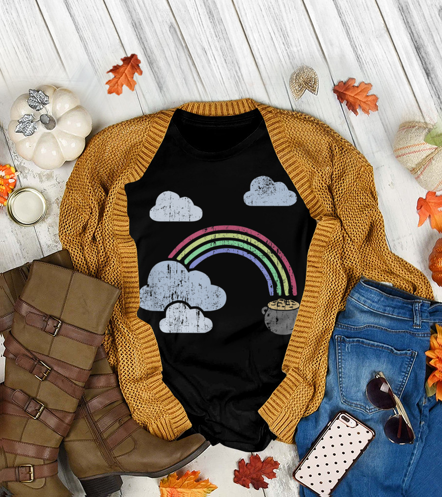 St Patricks Day Clouds Rainbow Pot Of Leprechaun Gold T-Shirt