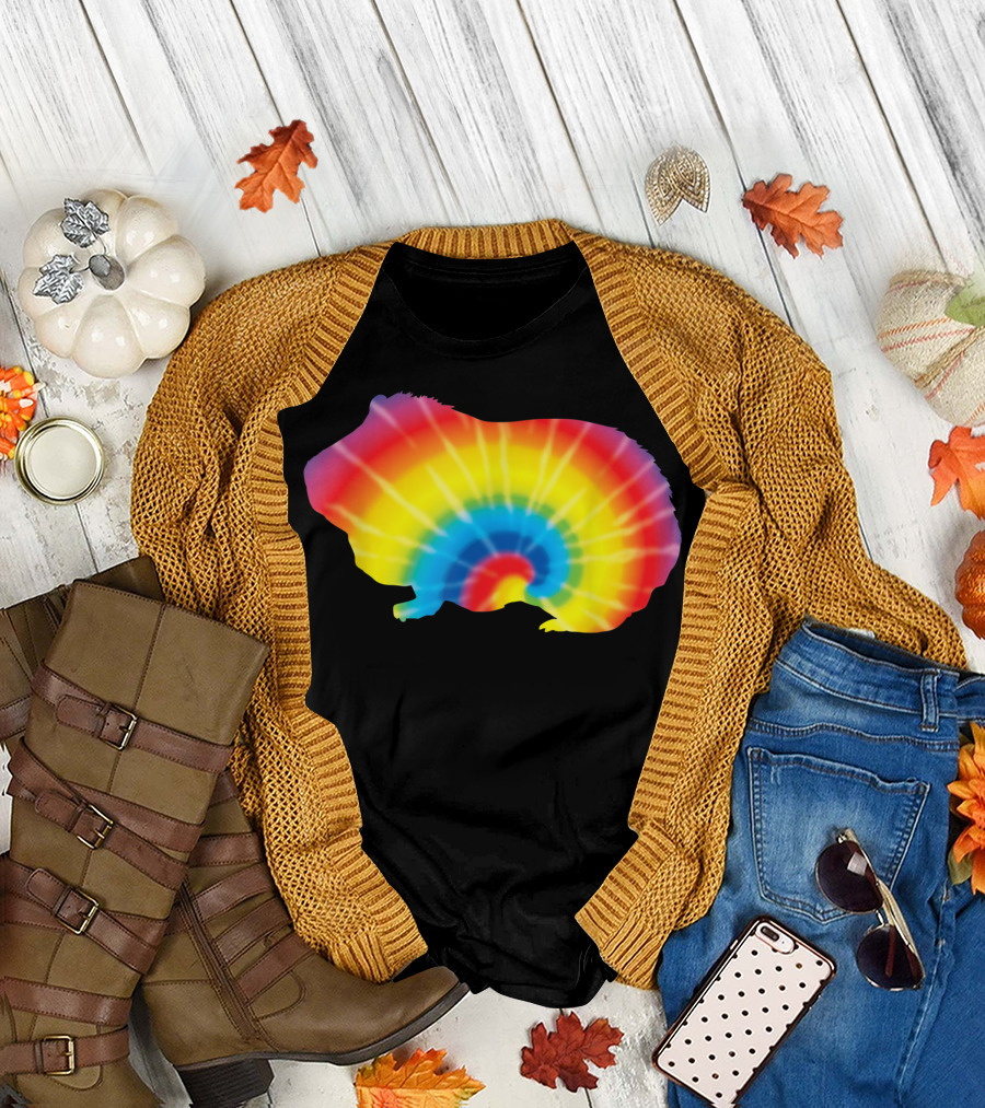 Tie Dye Rainbow Guinea Pig Silhouette Cavy T-Shirt