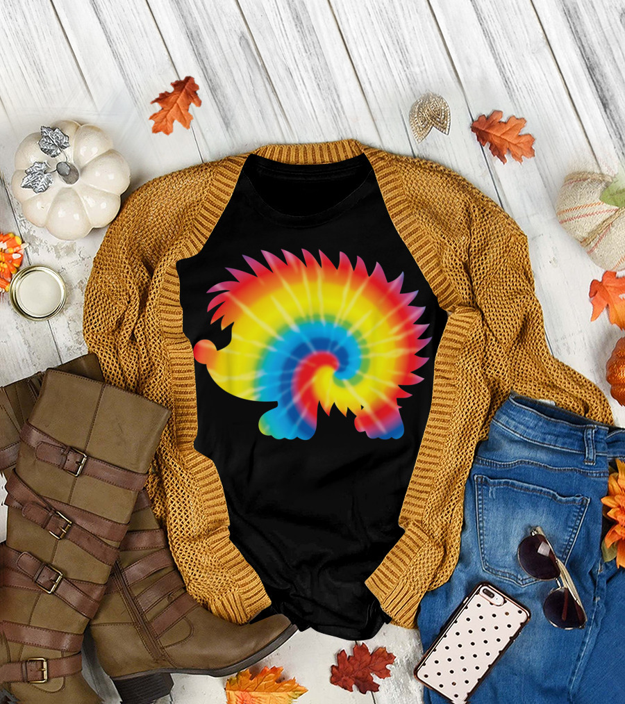 Tie Dye Rainbow Hedgehog Print Rodent T-Shirt