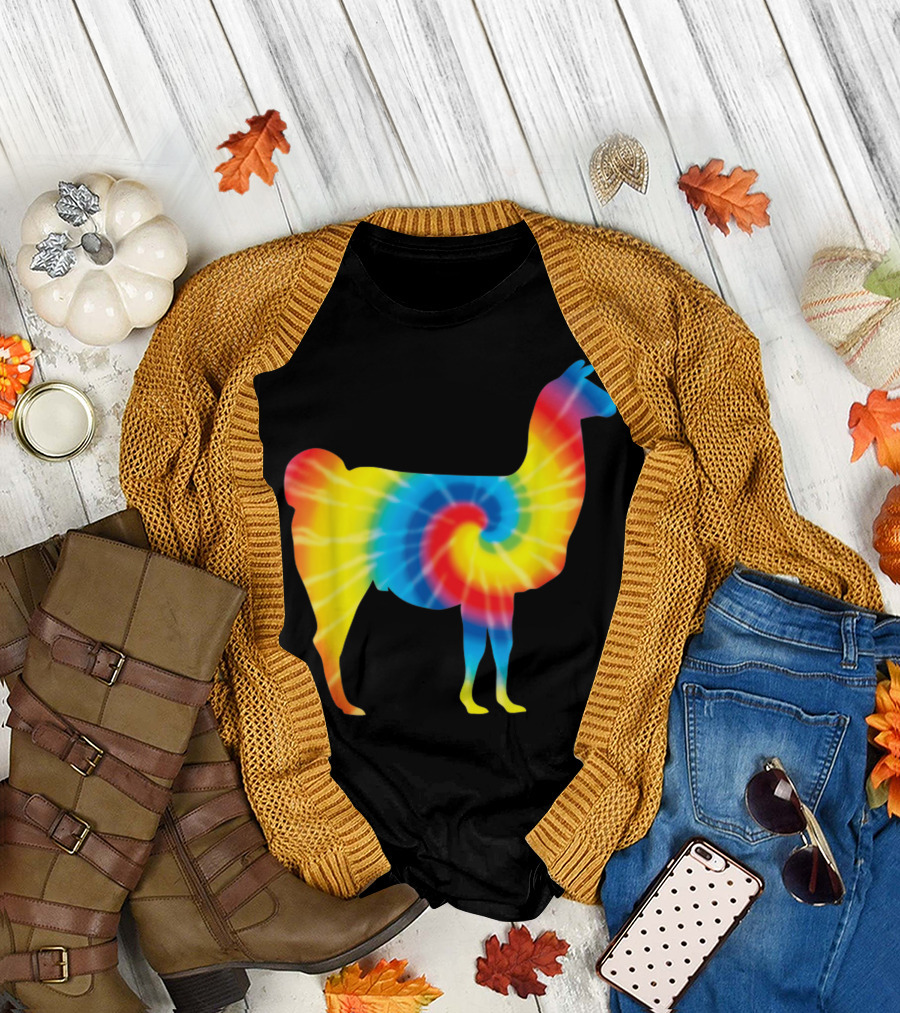 Tie Dye Llama Rainbow Alpaca Animal Print T-Shirt