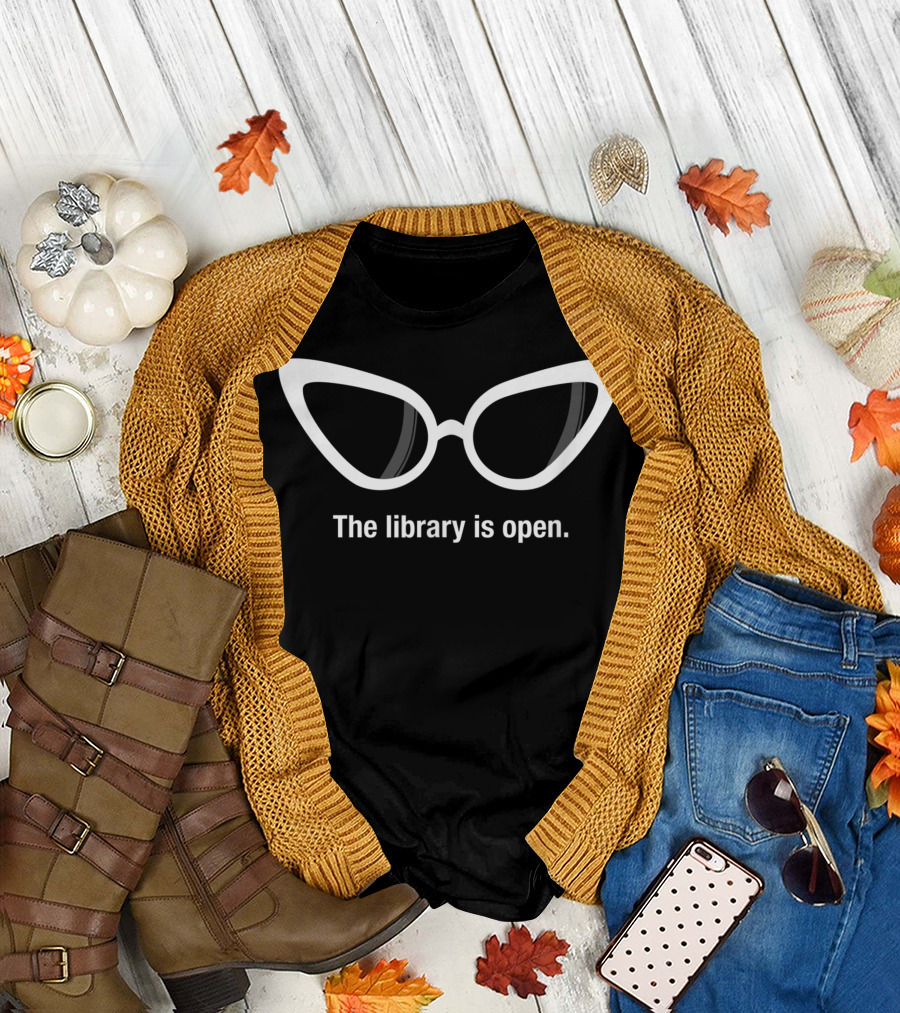 The Library Is Open Drag Queen Iconic Cat Eye Glasses T-Shirt