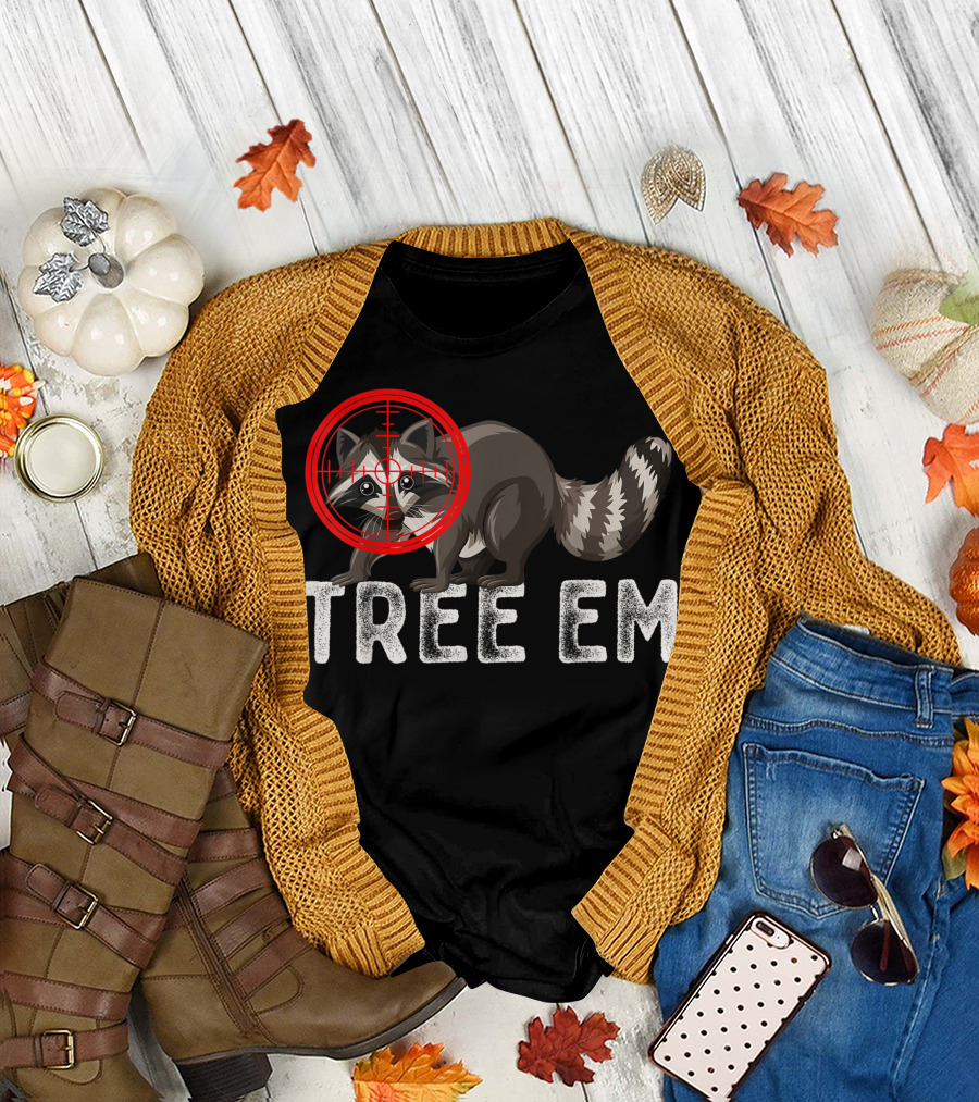 Tree Em Vintage Coon Hunting Gear with Raccoon Target T-Shirt