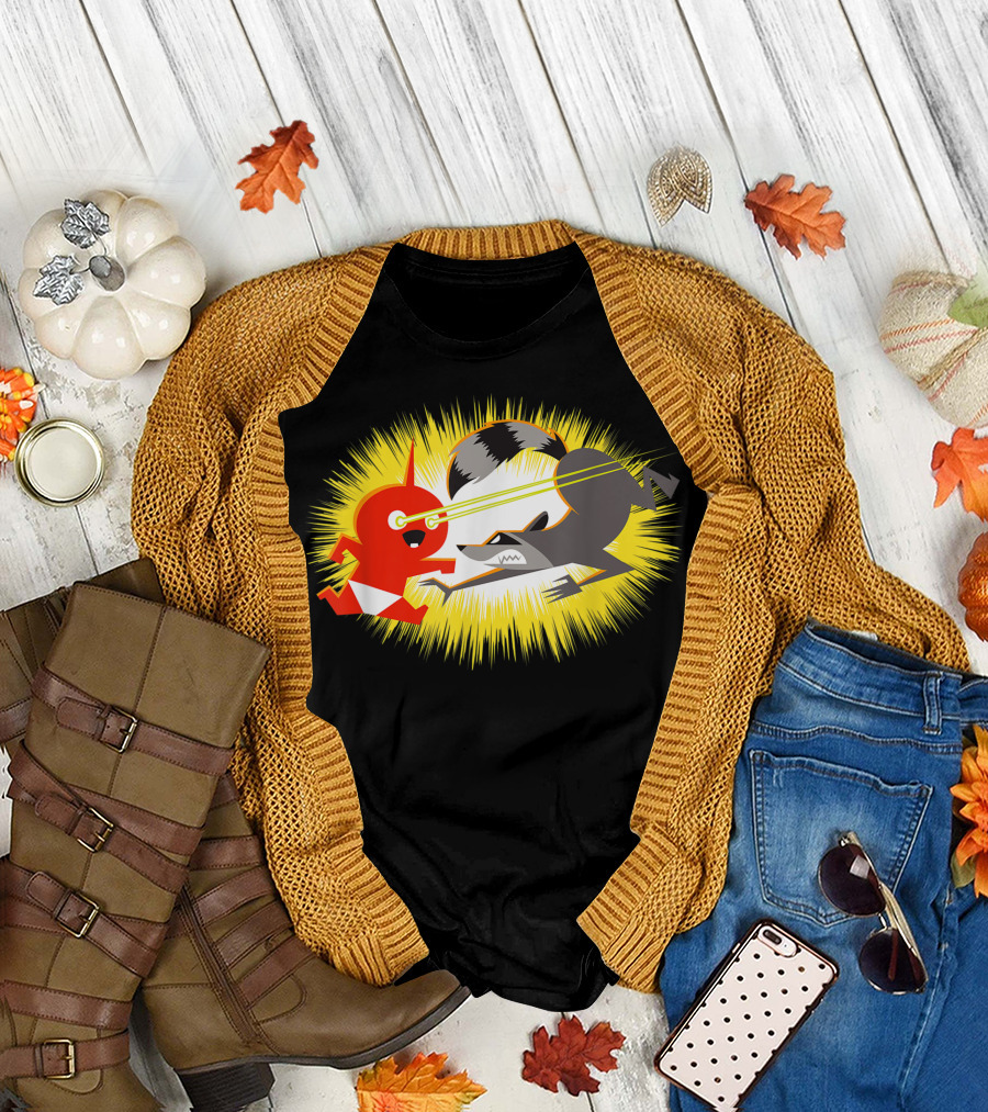 Disney Pixar Incredibles Jack Jack Vs Raccoon Laser Eye Battle Iconic Showdown T-Shirt
