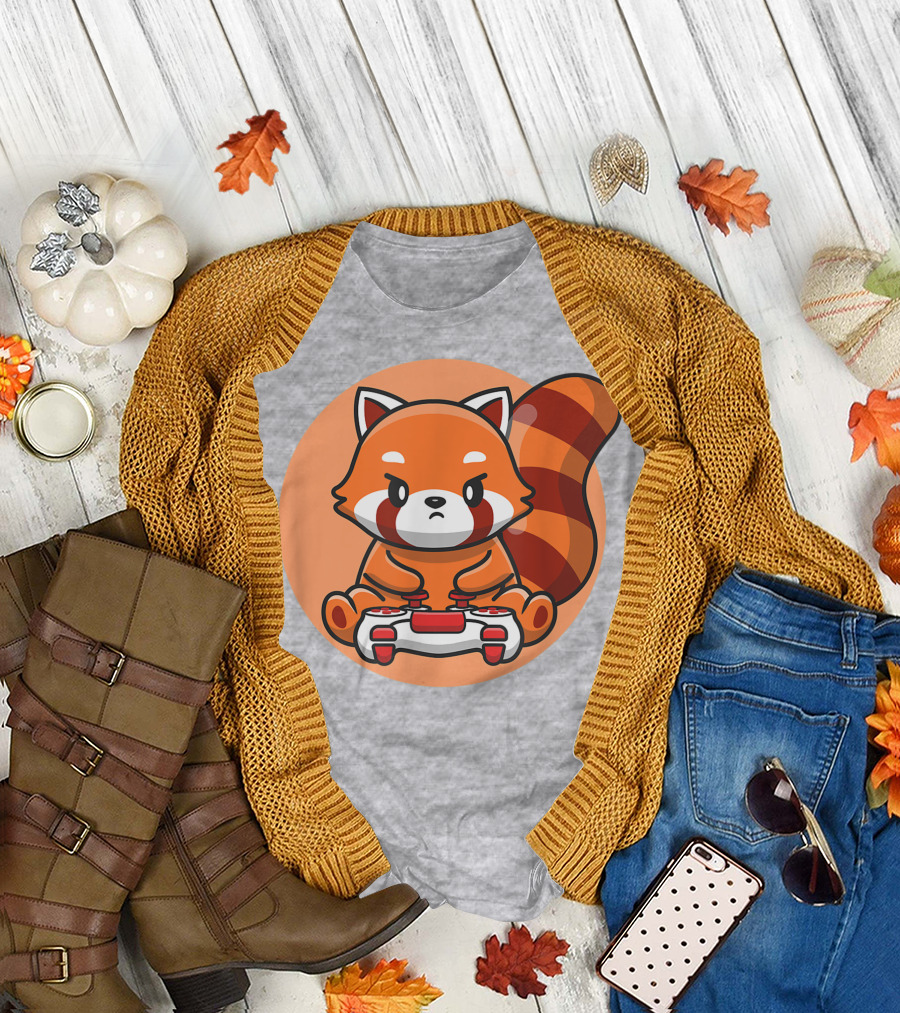 Raccoon Gamer Level Up with Controller and Gaming Gags T-Shirt