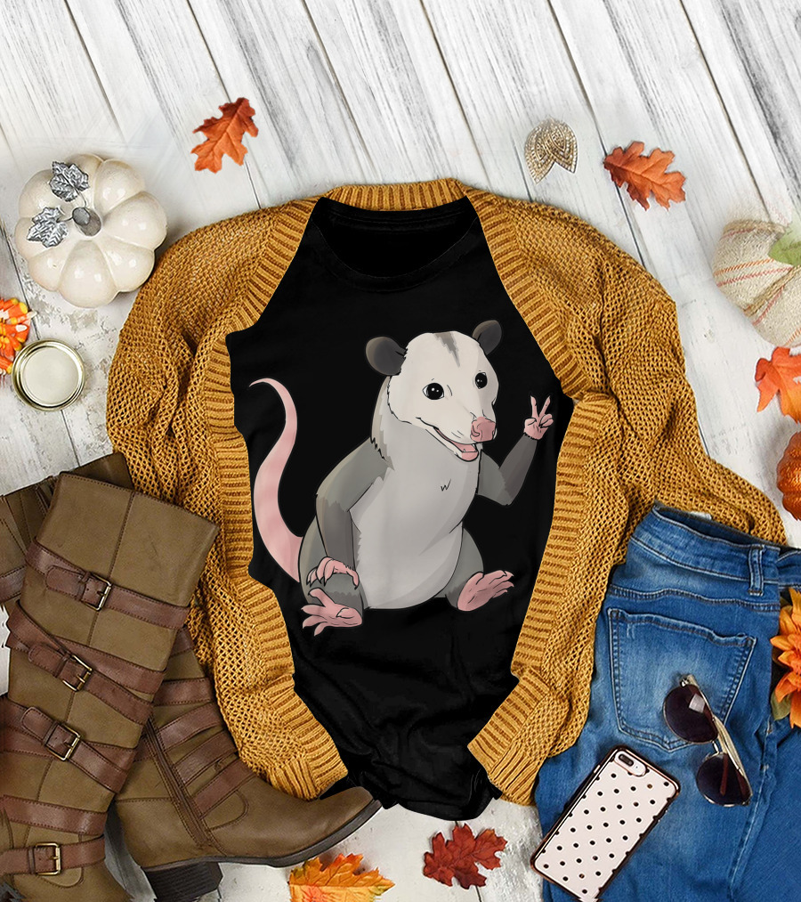 Happy Peace Sign Opossum T-Shirt