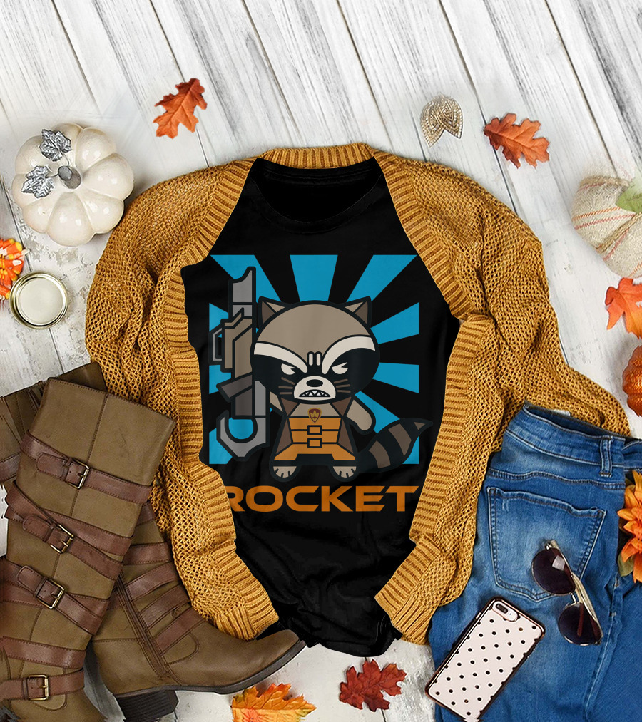 Marvel Rocket Raccoon Kawaii Guardians Cute Rocket T-Shirt
