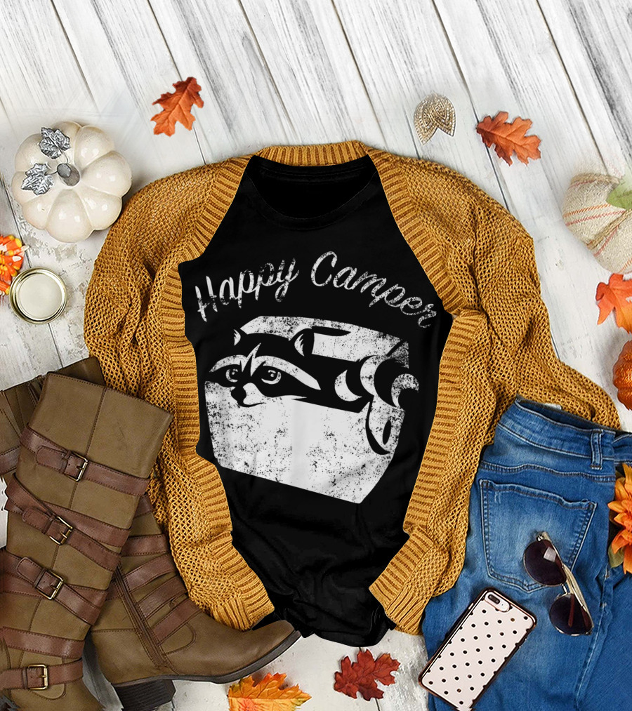Happy Camper Raccoon In Ice Chest Raccoon Lover T-Shirt