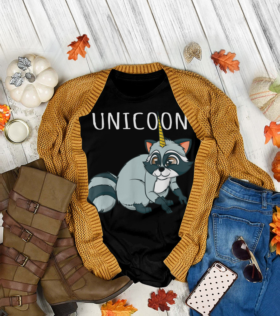 Raccoon Trash Panda Unicoon Fantasy Unicorn T-Shirt