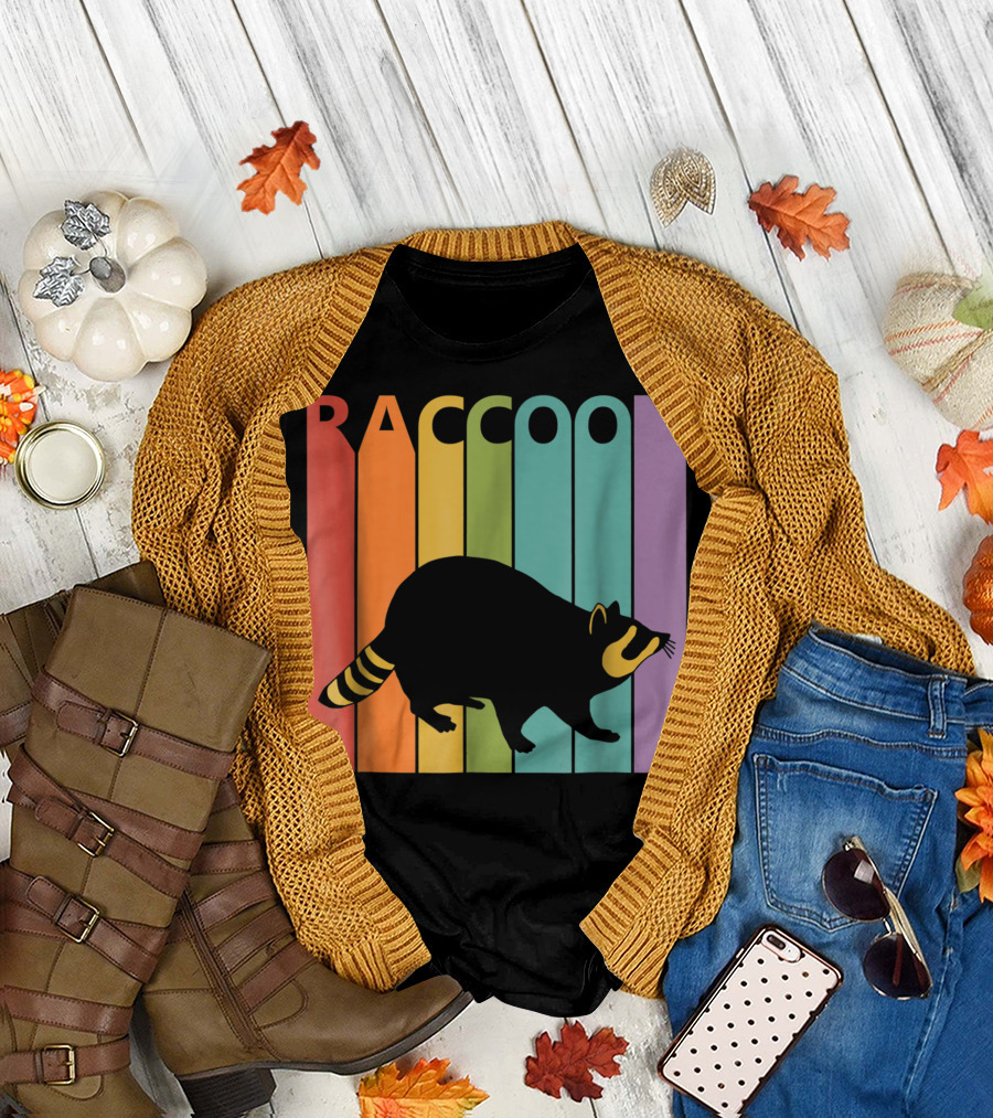 Raccoon Retro Rainbow T-Shirt