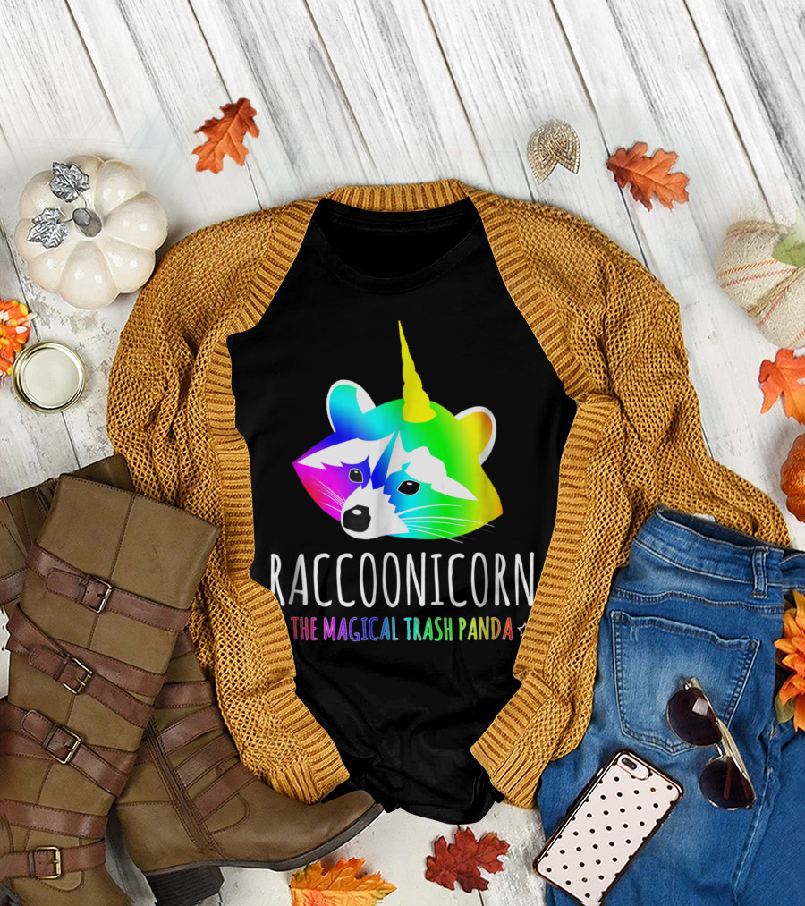Raccoonicorn The Magical Trash Panda Rainbow Unicorn Raccoon T-Shirt