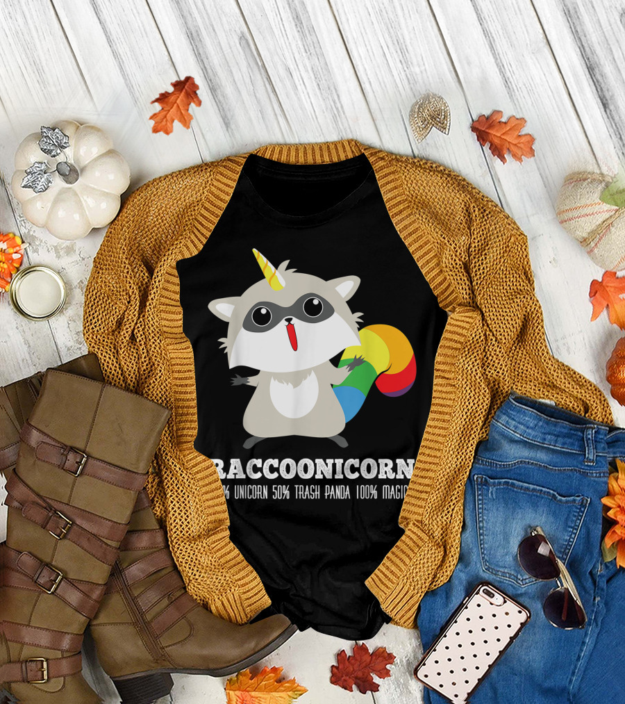 Racoonicorn 50% Unicorn 50% Trash Panda 100% Magic Raccoon Unicorn T-Shirt