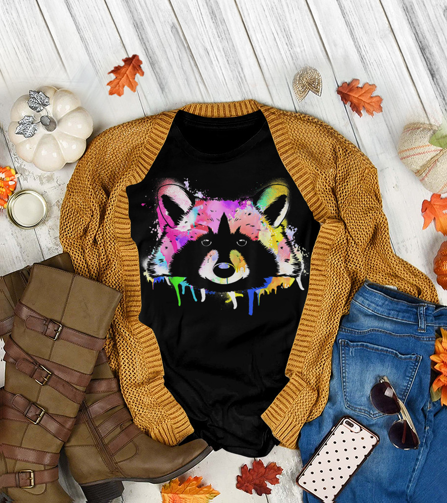 Raccoon Color Splash Spray Paint T-Shirt