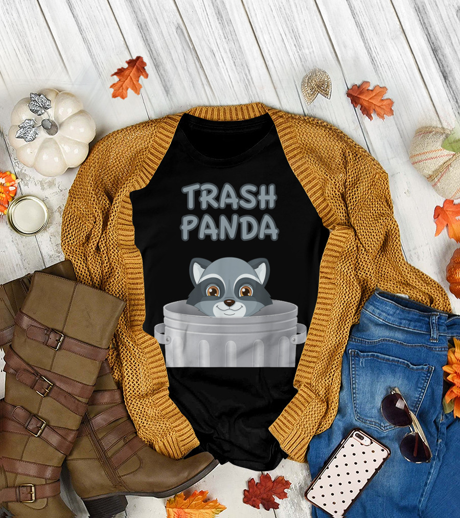 Trash Panda Raccoon Peeking Out of Garbage Can T-Shirt