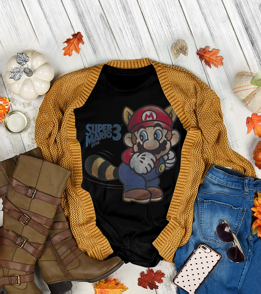 Super Mario Bros 3 Raccoon Mario Tail Spin Attack T-Shirt