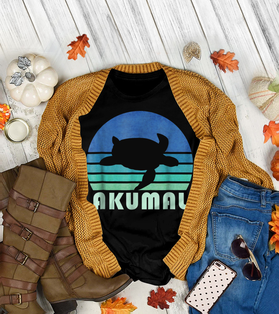 Akumal Sea Turtle Mexico Beach Animal Retro Sunset T-Shirt