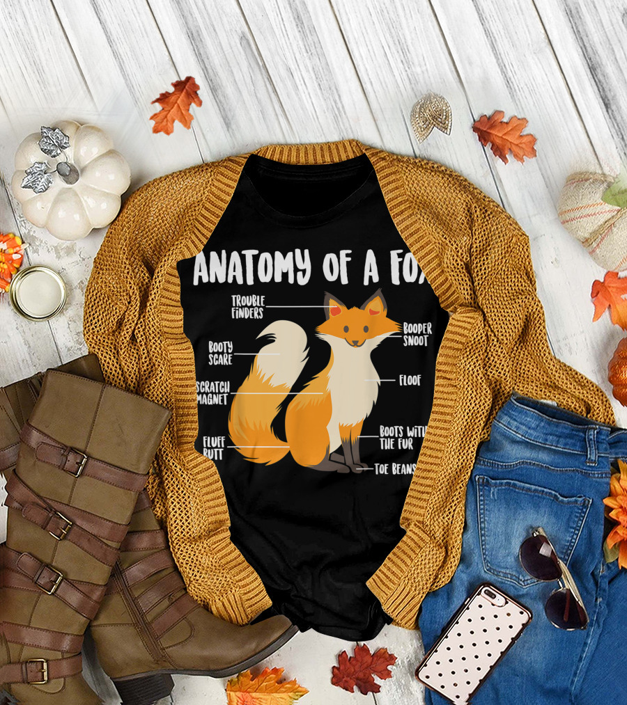 Anatomy Of A Fox Trouble Finders Booper Snoot Scratch Magnet Fluff Butt Toe Beans Floof T-Shirt