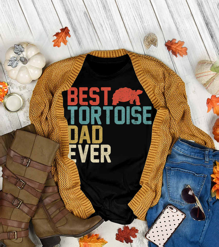 BEST TORTOISE DAD EVER T-SHIRT WITH VINTAGE ANIMAL T-Shirt
