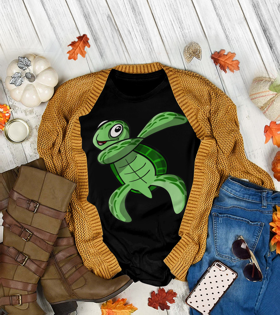 Dabbing Sea Turtle Cartoon Pose T-Shirt