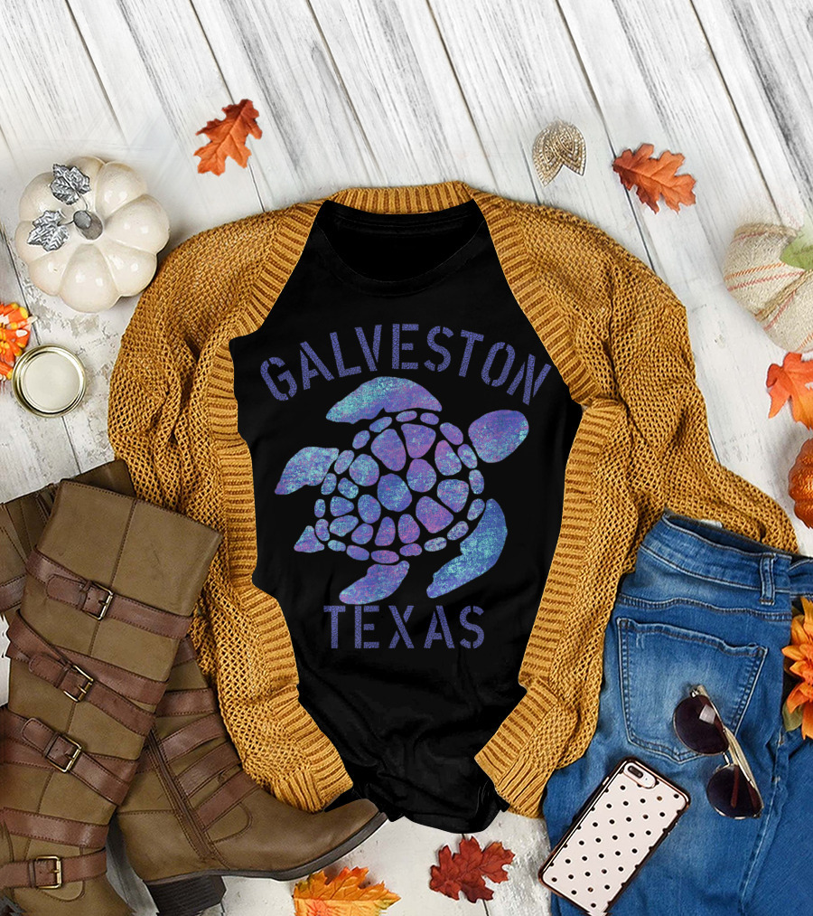 Galveston Texas Beach Tribal Turtle T-Shirt