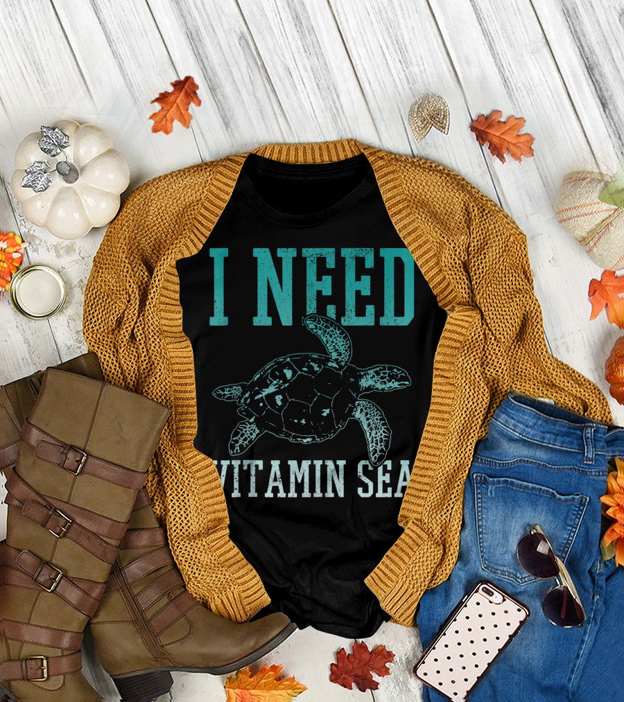 I Need Vitamin Sea Turtle Scuba Diving Ocean Diver T-Shirt