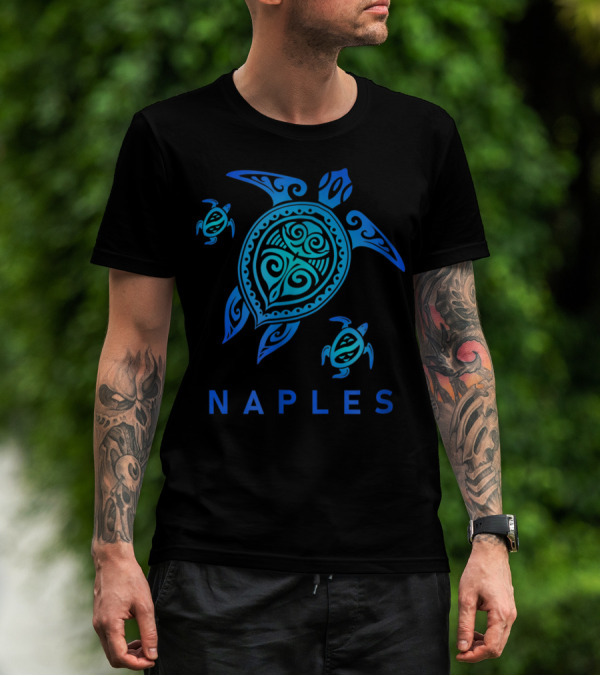 Naples Sea Blue Tribal Turtle T-Shirt