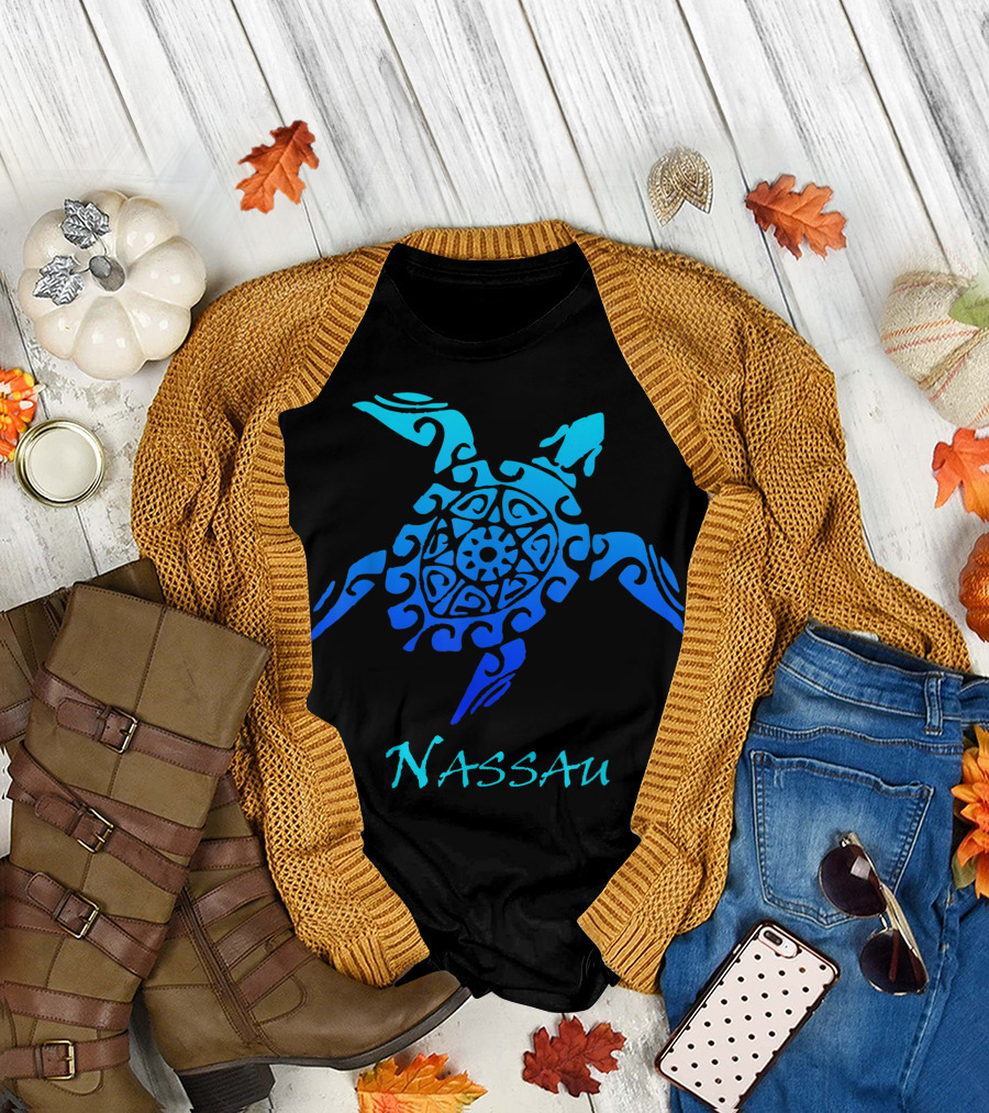 Nassau Bahamas Tribal Turtle Polynesian Tattoo T-Shirt