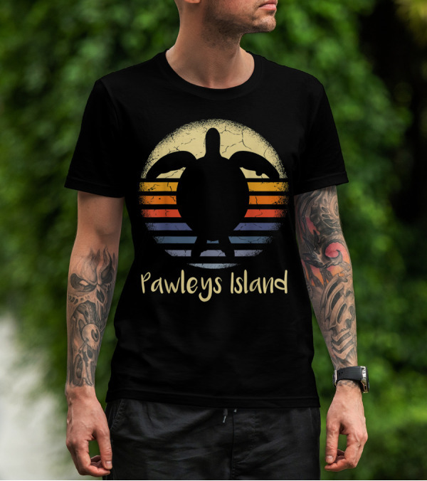 Pawleys Island Loggerhead Sea Turtle Sunset Stripes T-Shirt