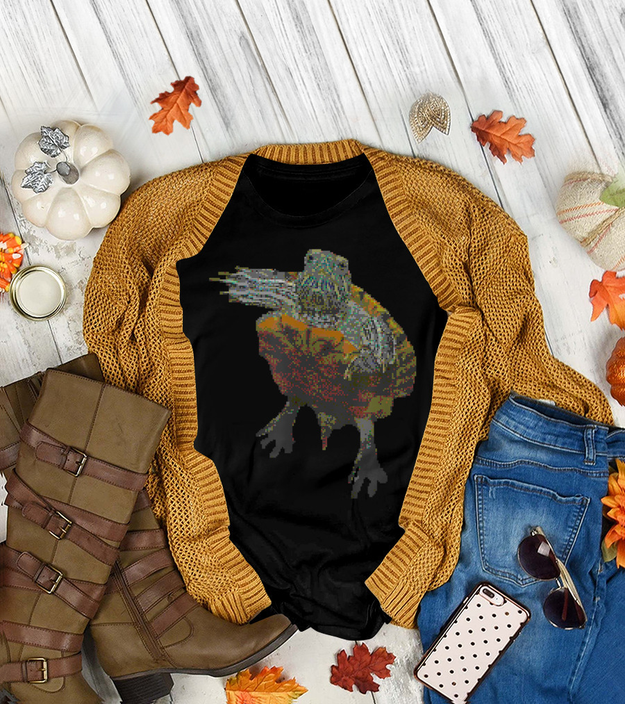 Pixel Art Red Eared Slider Turtle Animal 3D Pixelated Turtle T-Shirt