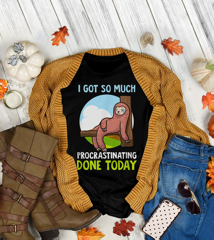 I Got So Much Procrastinating Done Today Lazy Sloth Retro T-Shirt