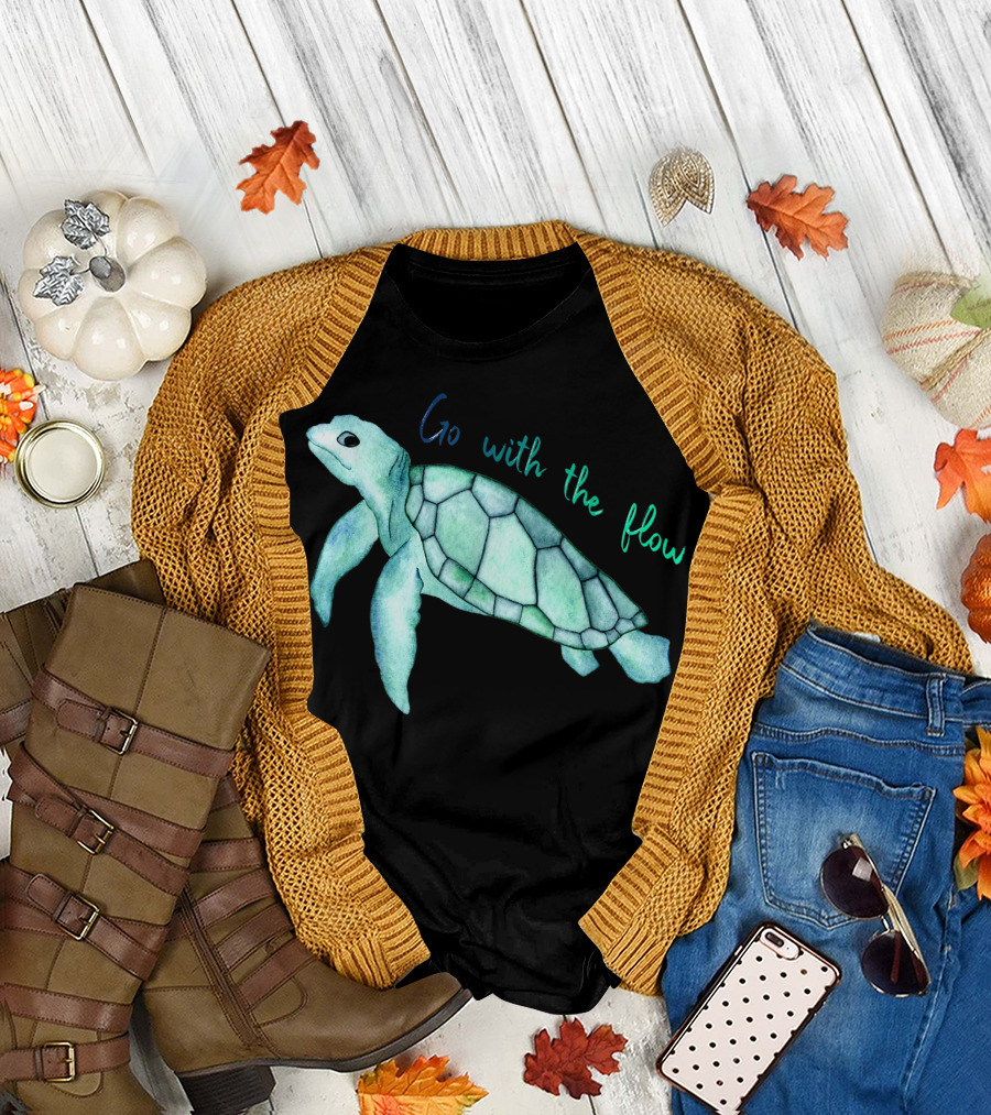 Sea Green Turtle Go With The Flow T-Shirt