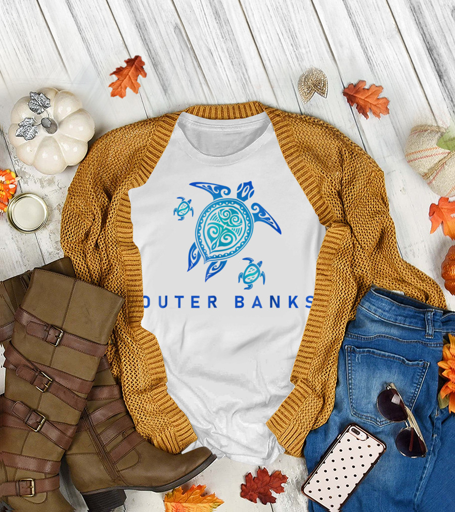 Outer Banks Sea Blue Tribal Turtle T-Shirt