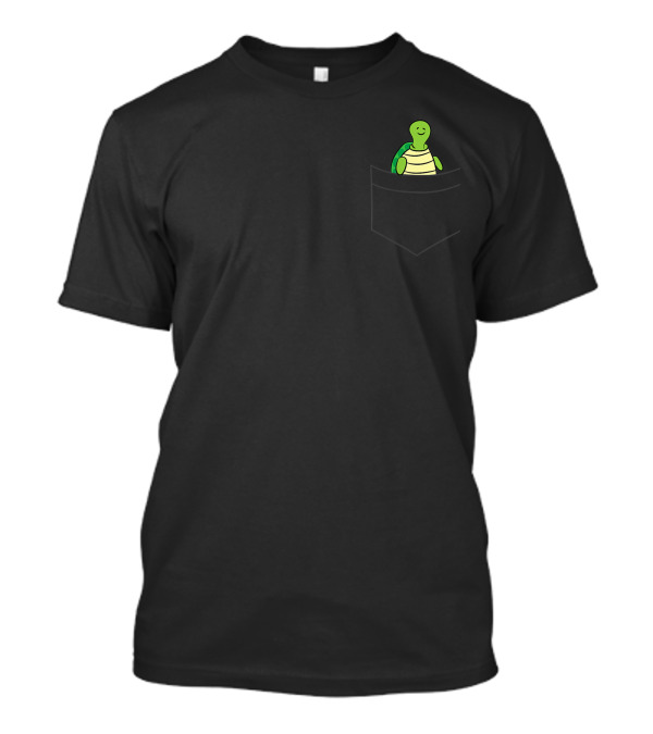 Sea Turtle Cartoon Green Turtle In A Pocket T-Shirt