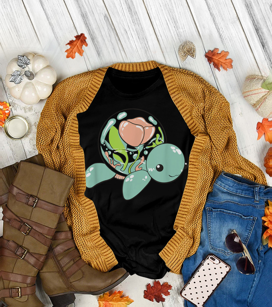 Kawaii Turtle Terrarium Flower Harajuku Fairy Kei Aesthetic T-Shirt