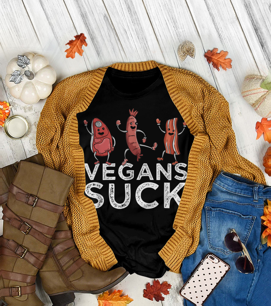 Anti Vegan BBQ Lover Vegans Suck Meat Eater Ribeye Steak T-Shirt