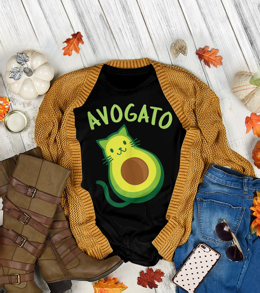 Avogato Cat Avocado Cute T-Shirt